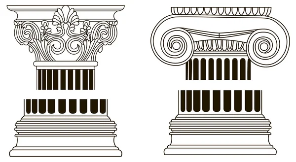 Uppsättning av gammal stil Grekland pelaren kolumn delar — Stock vektor