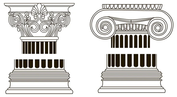 Set of old-style greece pillar column parts — Stock Vector