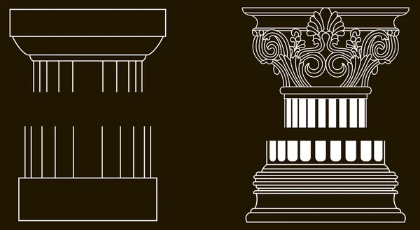 Set of old-style greece pillar column parts — Stock Vector