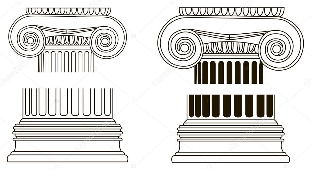 Set of old-style greece pillar column parts