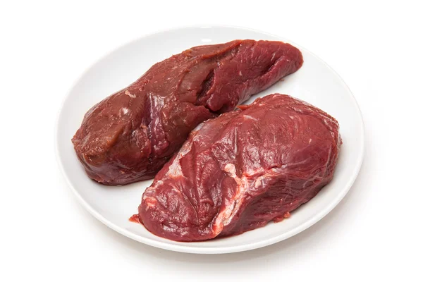 Känguru-Steaks isoliert auf weißem Hintergrund. — Stockfoto