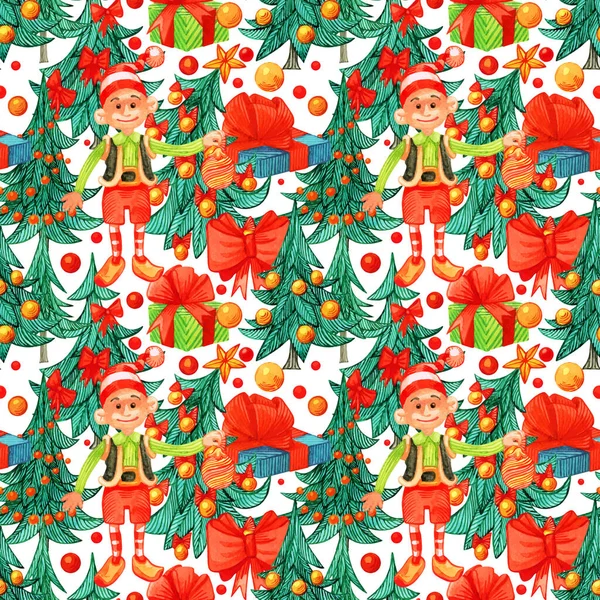 Retro style Christmas pattern. Winter endless background. colorful illustration can be used for print on paper and fabric. Holiday. — Stock Vector