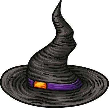 Siyah cadı şapkası. Cadılar Bayramı için vektör illüstrasyonu