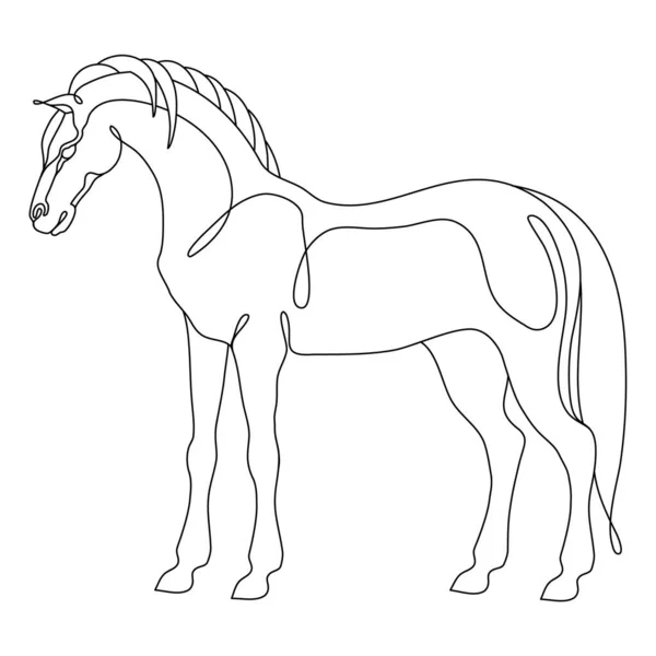 Eine Linie Pferd Design Silhouette. Handgezeichnete minimalistische Vektor-Illustration — Stockvektor