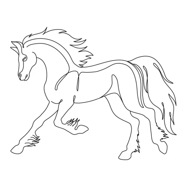 Одна лінія коня дизайн силует. Рука намальована мінімалізм стиль Векторні ілюстрації — стоковий вектор