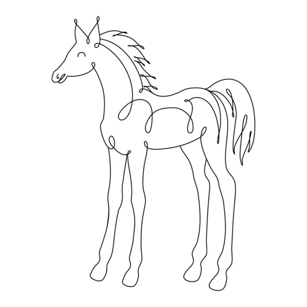 Одна лінія коня дизайн силует. Рука намальована мінімалізм стиль Векторні ілюстрації — стоковий вектор