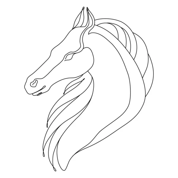 Silueta de diseño de caballo de una línea. Minimalismo dibujado a mano estilo vector ilustración — Vector de stock