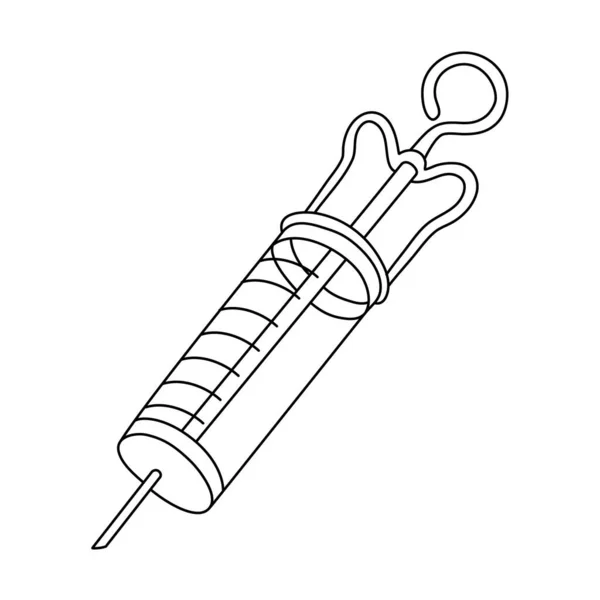 Ikona strzykawki wektorowej. Strzykawka, rysunek czarno-białej linii, jedna linia — Wektor stockowy