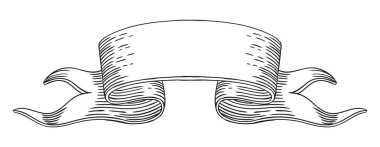 Beyaz arkaplana oyma tekniğinde farklı yapılandırılmış vintage vektör kurdeleleri