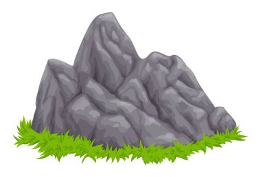 Taşlar ve çimenler, vektör, yeşil çimenler üzerinde taş
