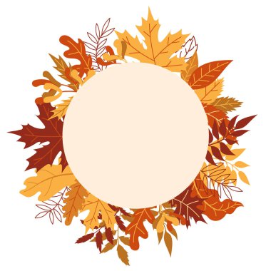 Turuncu sonbahar vektör illüstrasyonunu bırakır. Beyaz arkaplanda yapraklar, grafik simgesi veya yazdırılmış sonbahar Cadılar Bayramı çerçevesi.