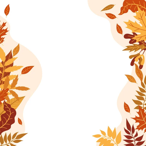 Illustration vectorielle des feuilles d'automne orange. Cadre Halloween d'automne avec feuilles, icône graphique ou imprimé isolé sur fond blanc. — Image vectorielle