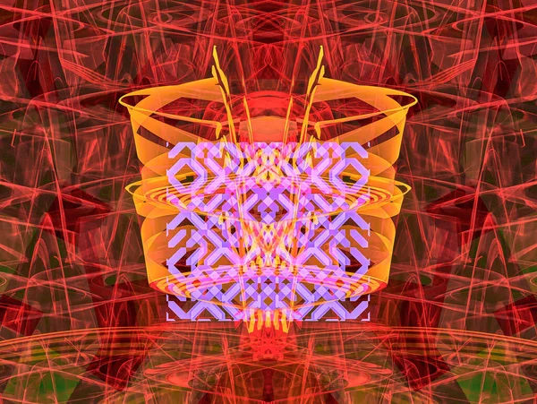 Samenstelling Rode Kleur Grafisch Ontwerp Magische Energie Veelkleurige Fractal Weergave — Stockfoto