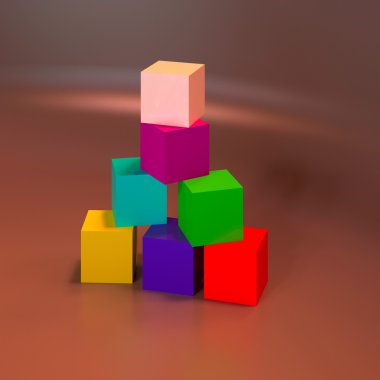 Soyut 3d geometrik şekiller. Küpleri.