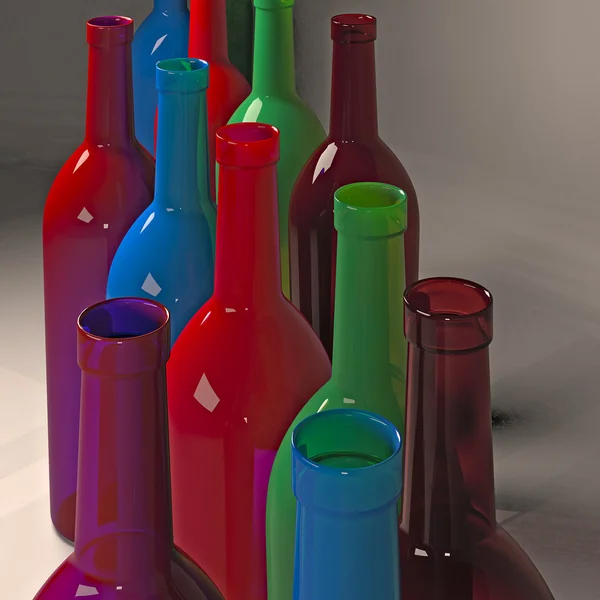 Colored bottles of wine. — Stock Photo, Image