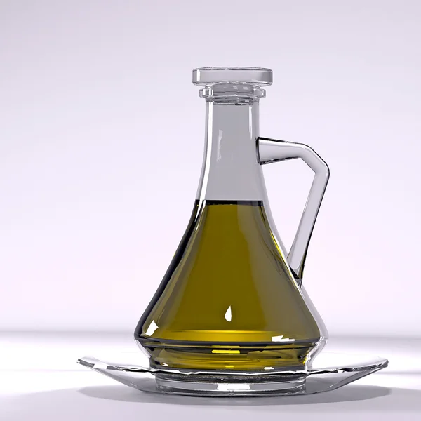 Стеклянный кувшин и чашка оливкового масла . — стоковое фото
