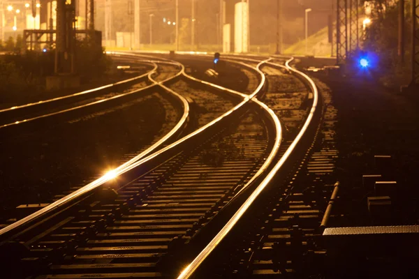 Natt järnvägar — Stockfoto