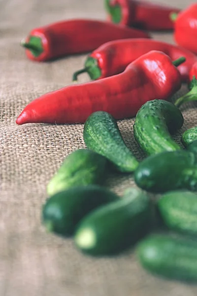 Cucumbers and peppers — Stock Photo, Image