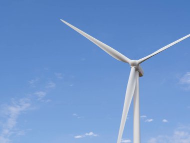 Mavi gökyüzünde rüzgar türbini