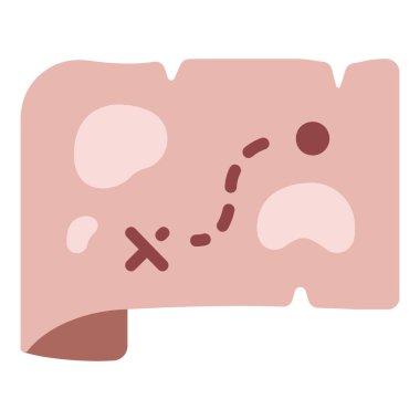 Arkeoloji kavramsal ikonu, vektör illüstrasyonu. Hazine konumu haritası