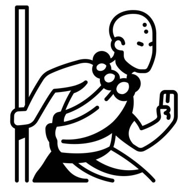 Rol yapma oyunu simgesi, vektör illüstrasyonu. Savaşçı keşiş