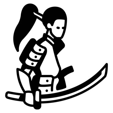 Rol yapma oyunu simgesi, vektör illüstrasyonu. Samuray