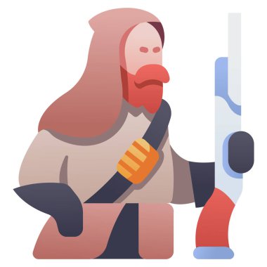 Rol yapma oyunu simgesi, vektör illüstrasyonu. Topçu cücesi.