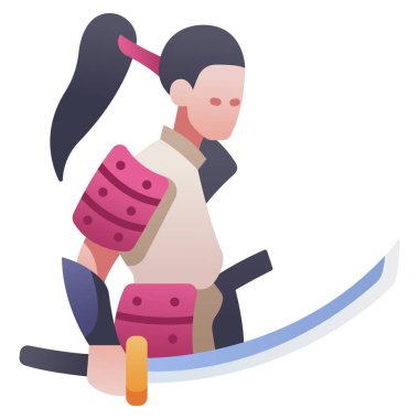 Rol yapma oyunu simgesi, vektör illüstrasyonu. Samuray