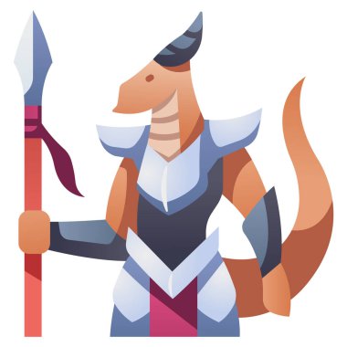 Rol yapma oyunu simgesi, vektör illüstrasyonu. Ejderha doğumlu mızrak