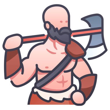 Rol yapma oyunu simgesi, vektör illüstrasyonu. Barbar Balta