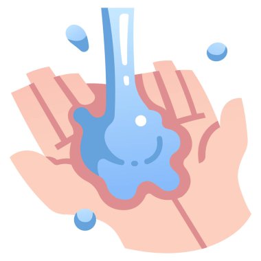 El yıkama ikonu, hijyen konsepti. Vektör çizimi. Su yıkama elleri