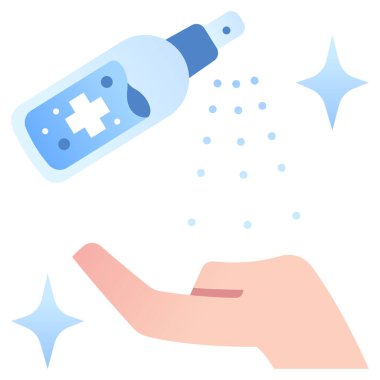 El yıkama ikonu, hijyen konsepti. Vektör çizimi. alkol spreyi