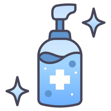 El yıkama ikonu, hijyen konsepti. Vektör çizimi. alkol jeli