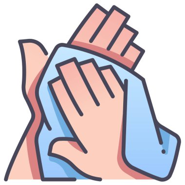 El yıkama ikonu, hijyen konsepti. Vektör çizimi. el havlusu