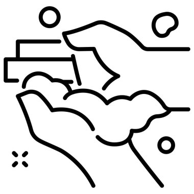 El yıkama ikonu, hijyen konsepti. Vektör çizimi. sabun yıkama eli