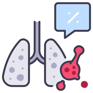 Virüs ve tıp ikonu, vektör çizimi. Akciğerlerde virüs