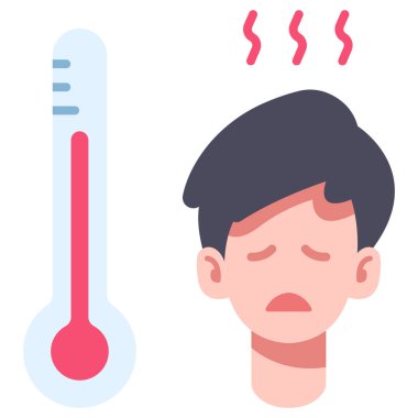 Virüs ve tıp ikonu, vektör çizimi. hasta ateşi