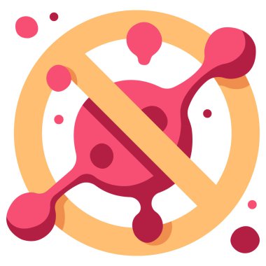 Virüs ve tıp ikonu, vektör çizimi. Yasak virüs