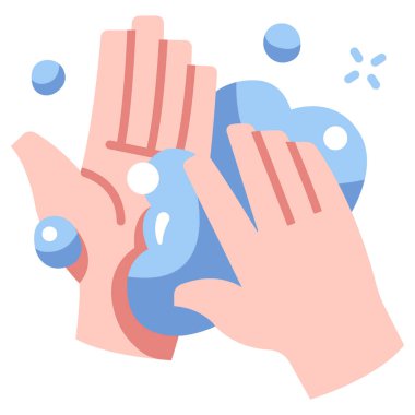 Virüs ve tıp ikonu, vektör çizimi. Ellerini yıka.