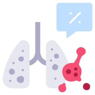 Virüs ve tıp ikonu, vektör çizimi. Akciğerlerde virüs