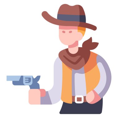 Amerika Birleşik Devletleri kavramsal ikonu, vektör illüstrasyonu. Kovboy.