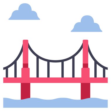 Amerika Birleşik Devletleri kavramsal ikonu, vektör illüstrasyonu. Altın kapı köprüsü