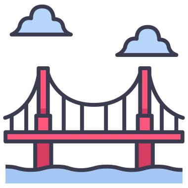 Amerika Birleşik Devletleri kavramsal ikonu, vektör illüstrasyonu. Altın kapı köprüsü