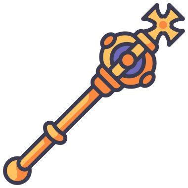 Ortaçağ ikonu, vektör illüstrasyonu. Asa.