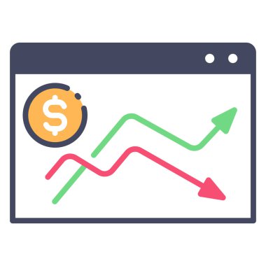finansal düz vektör simgesi, yatırım konsepti, hisse senedi web sitesi
