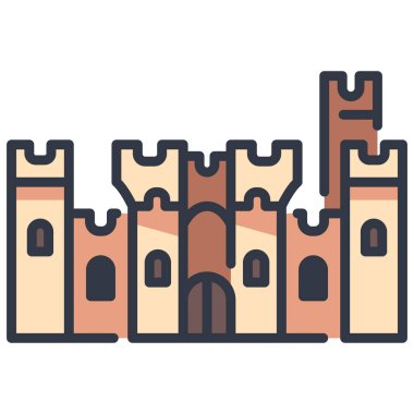 İngiltere kavramsal ikonu, vektör illüstrasyonu. Bodiam Kalesi