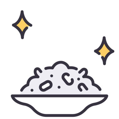 Restoran ve yemek ikonu, vektör çizimi. yemek üzerine pirinç