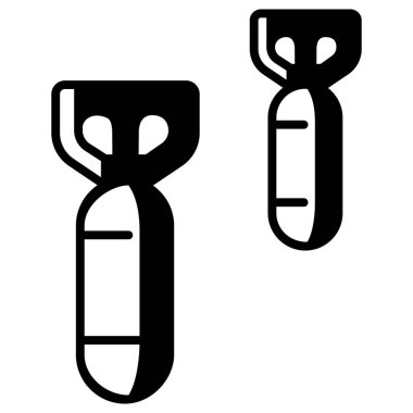 Beyaz arka planda askeri simge, vektör illüstrasyonu, savaş alanı kavramı, bombalar