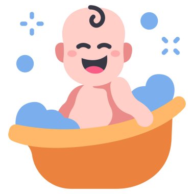 baby icon, vector illustration. baby bath