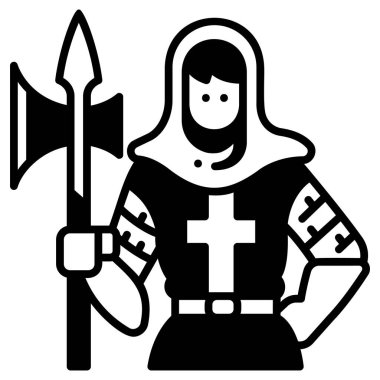 Ortaçağ ikonu, vektör illüstrasyonu. asker